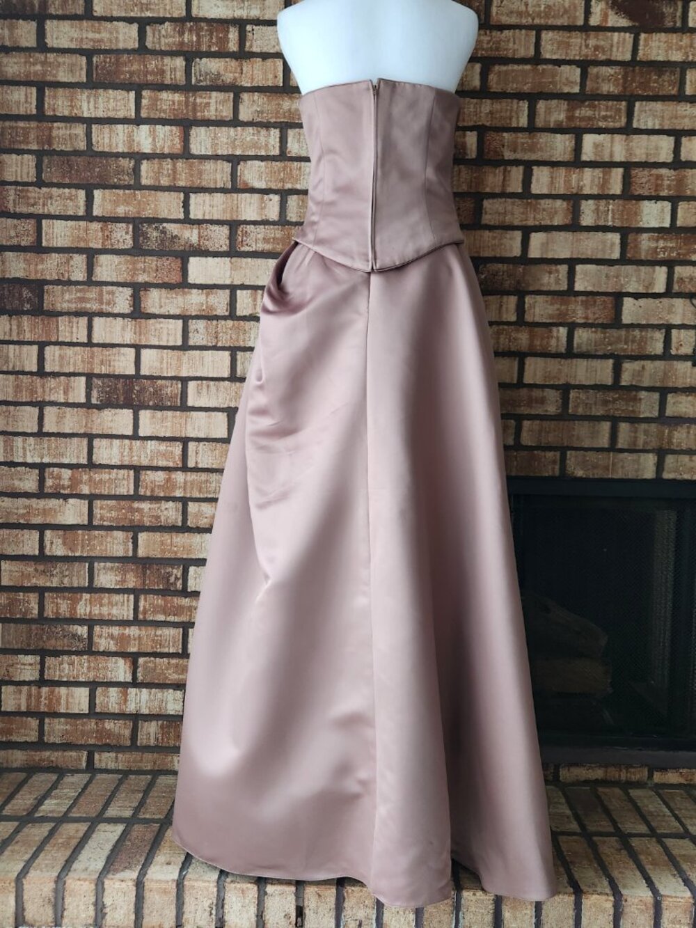 Ladies Obsessions Haute Couture Two Piece Brown Satin A-line Corset Dress Sz 10 - Picture 4 of 14